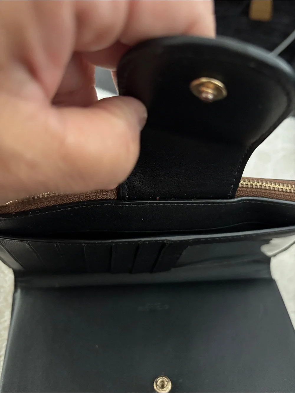 Coach Brown Signature Canvas wallet with Black Leather Trim